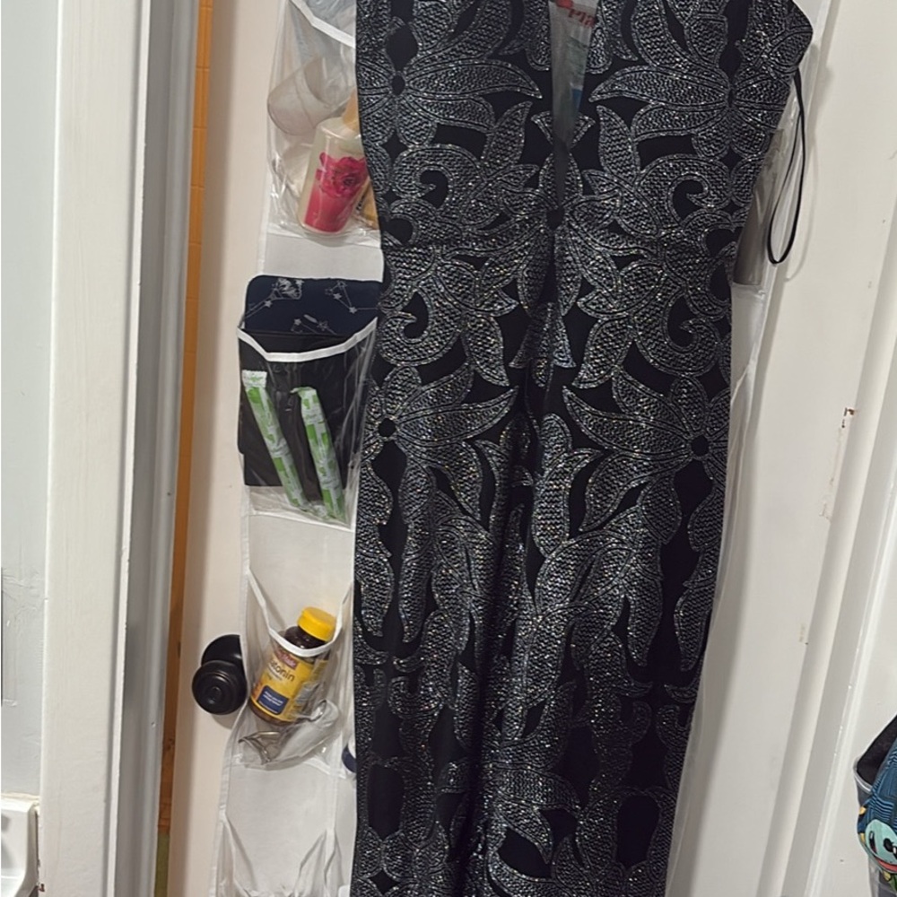 Adam Black and Silver Patterned Maxi Dress